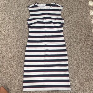 Banana Republic Navy and White Striped Midi Dress